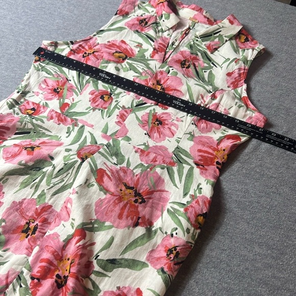 TAHARI Women’s Size 14 Linen Blend Floral Fit & Flare Sleeveless Midi Dress - Picture 12 of 15